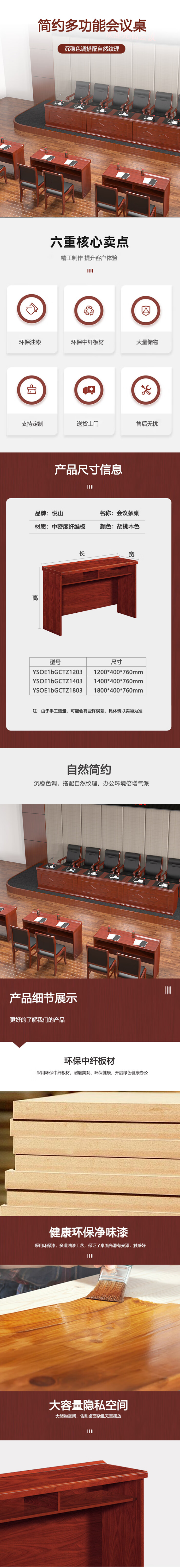 【悦山YSOE1bGCTZ1403】悦山会议长条桌油漆贴木皮培训桌1400_400_760mm【行情.png